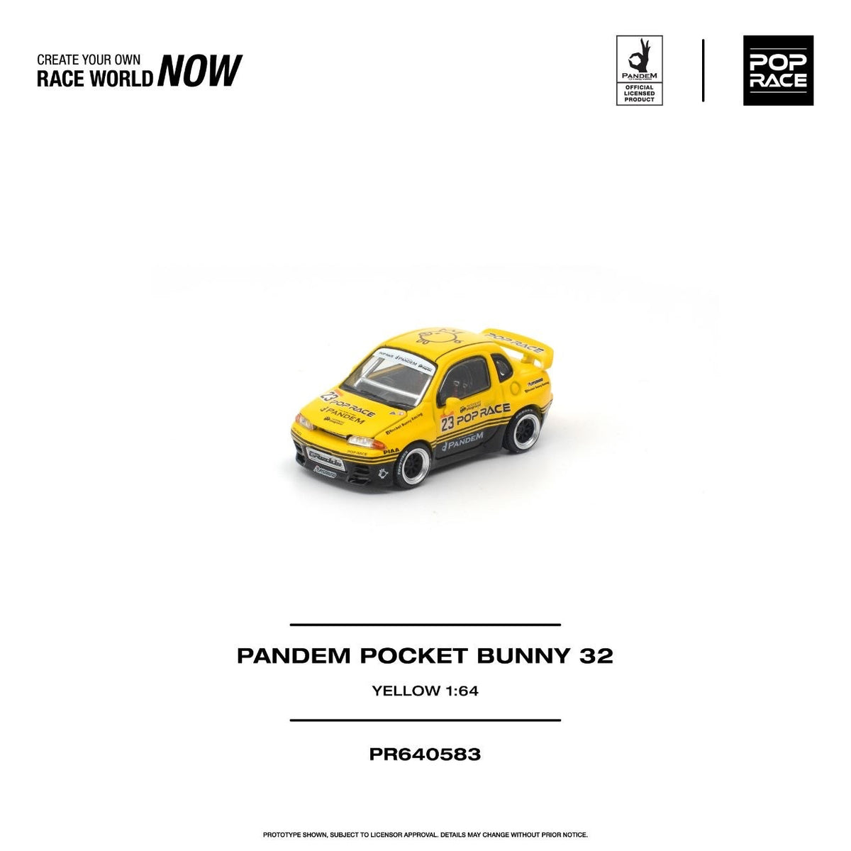Pop Race Pandem Pocket Bunny 32 Yellow 1:64 diecast - DiecastYard