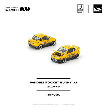 Pop Race Pandem Pocket Bunny 32 Yellow 1:64 diecast - DiecastYard
