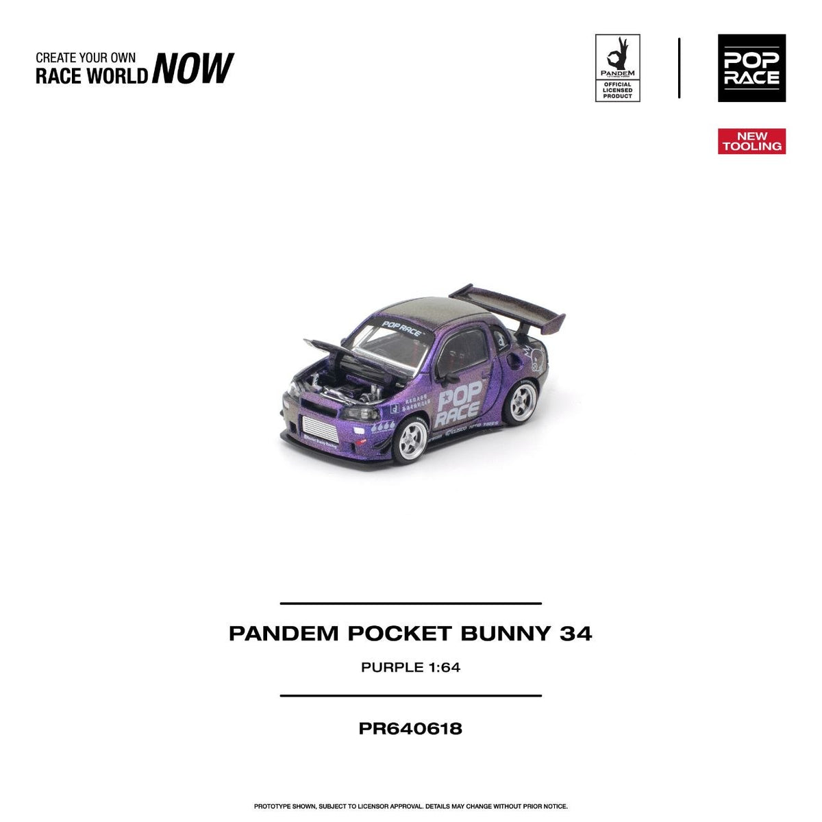 Pop Race Pandem Pocket Bunny 34 Purple 1:64 diecast - DiecastYard