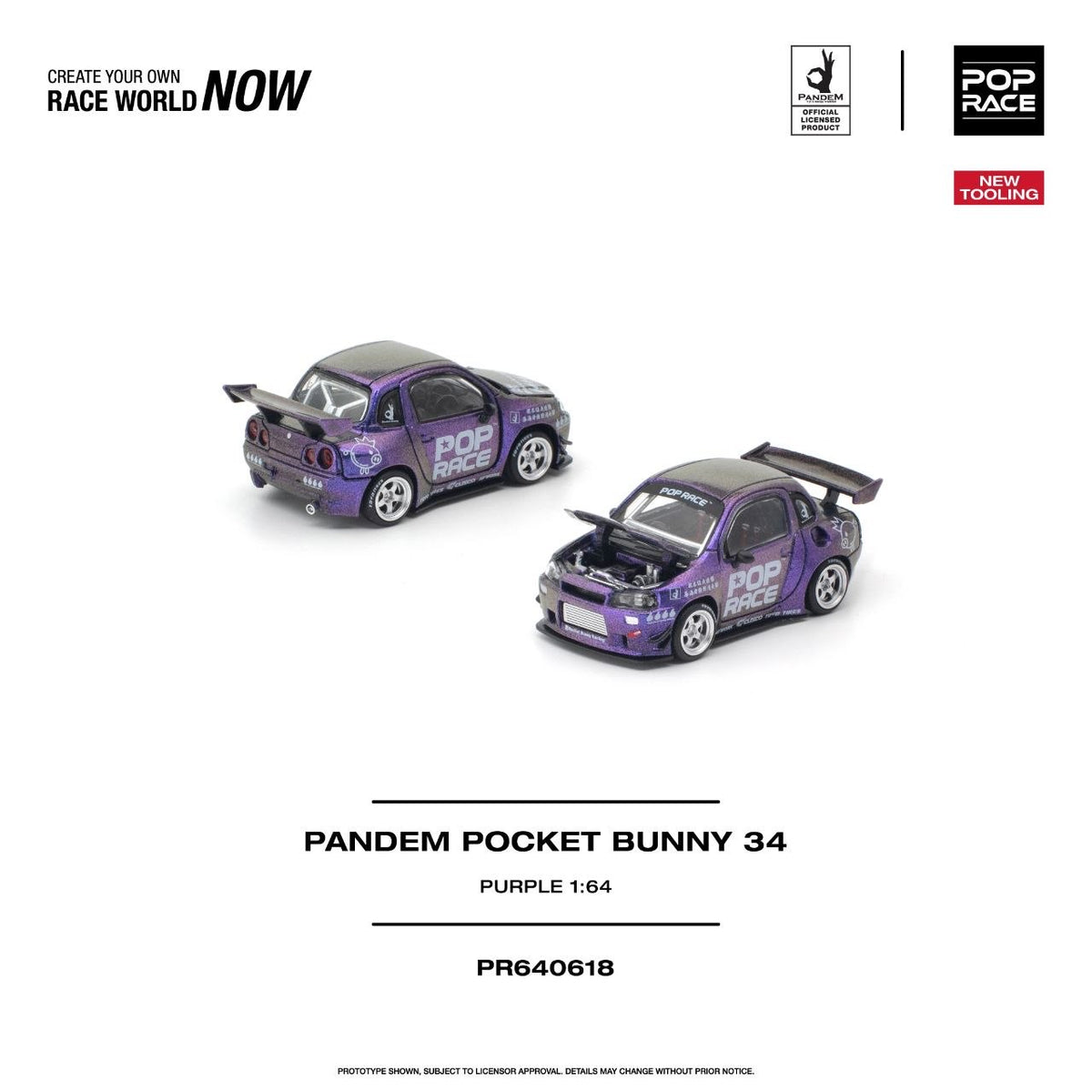 Pop Race Pandem Pocket Bunny 34 Purple 1:64 diecast - DiecastYard