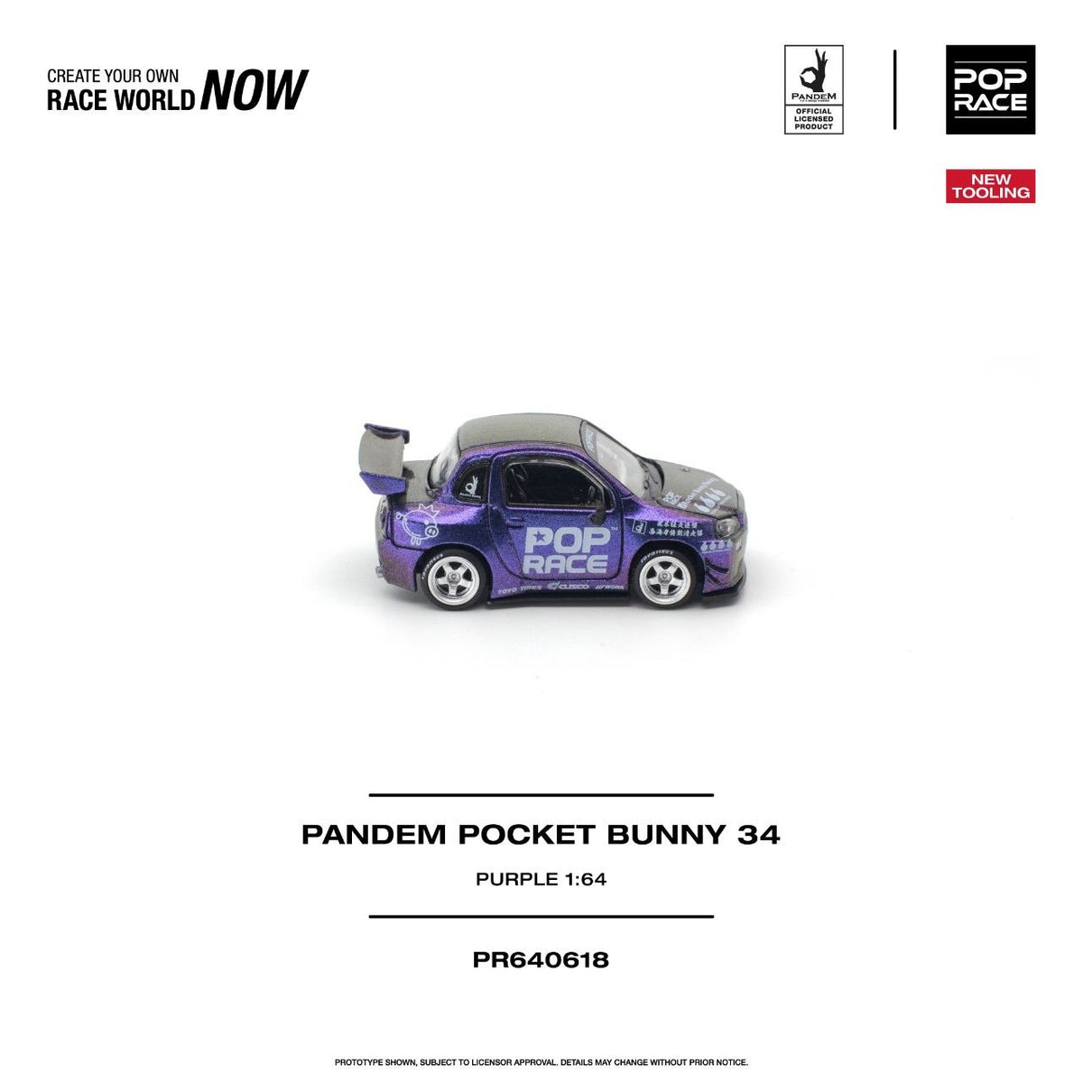 Pop Race Pandem Pocket Bunny 34 Purple 1:64 diecast - DiecastYard